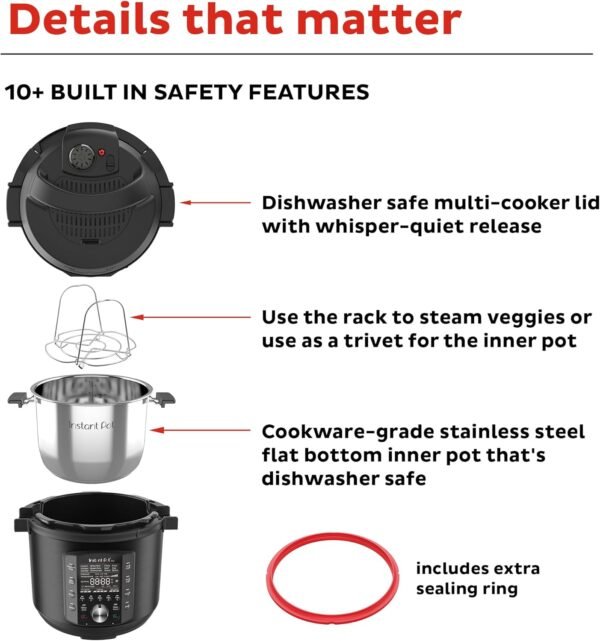 Instant Pot Pro 10-in-1 Pressure Cooker, Slow Cooker, Rice/Grain Cooker, Steamer, Sauté, Sous Vide, Yogurt Maker, Sterilizer, and Warmer, Includes App With Over 800 Recipes,...