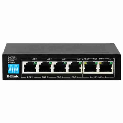 D-Link 6-Port Gigabit PoE Switch with 4 Long Reach PoE Ports and 2 Uplink Ports - DGS-F1006P