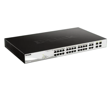 D-Link 26-Port Gigabit Smart Managed PoE+ Switch with 24 PoE+ Ports (8 Long Reach 250m) and 2 SFP Ports - DGS-F1210-26PS