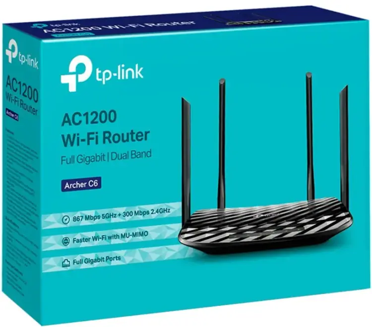 TP-Link AC1200 Wireless MU-MIMO Gigabit Wi-Fi 5 Router - TL-ARCHER C6 TP-Link AC1200 Wireless MU-MIMO Gigabit Wi-Fi 5 Router - TL-ARCHER C6